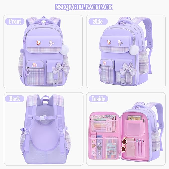 Girls Backpack,Kids School Backpack With Lunch Box Pencil Case Set,Cute Childrens Schoolbag For Girls