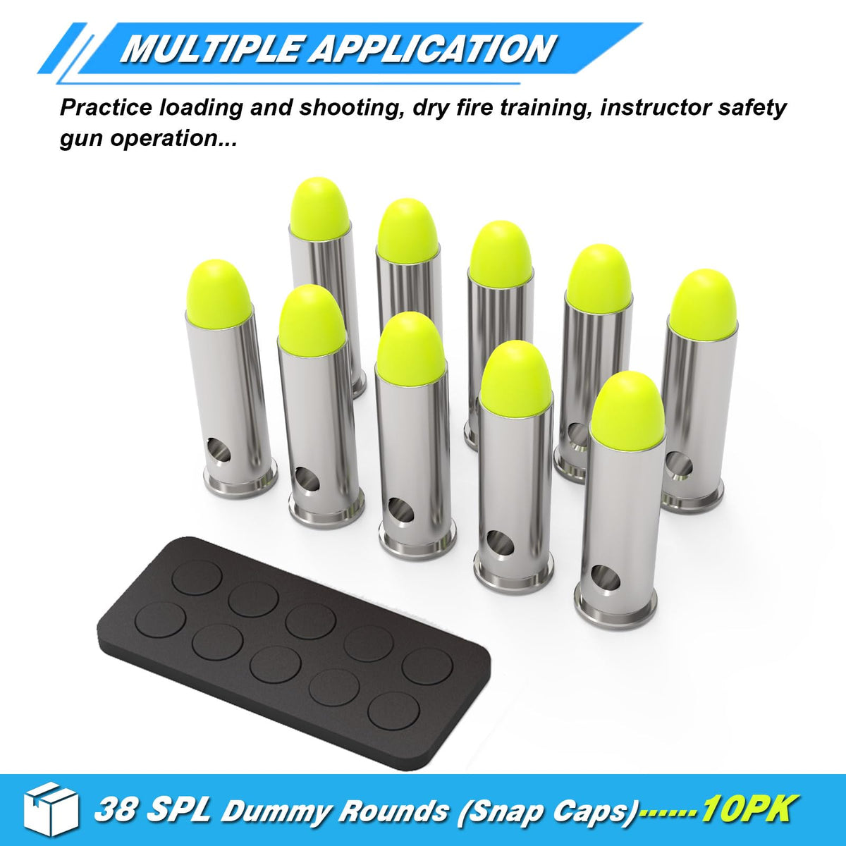 Artemis 38 SPL Snap Caps Dummy Rounds - Closed Weight & Precise Size for Safe Firearm Training, Fault Diction Test and Dry Fire Practice 10 Pack