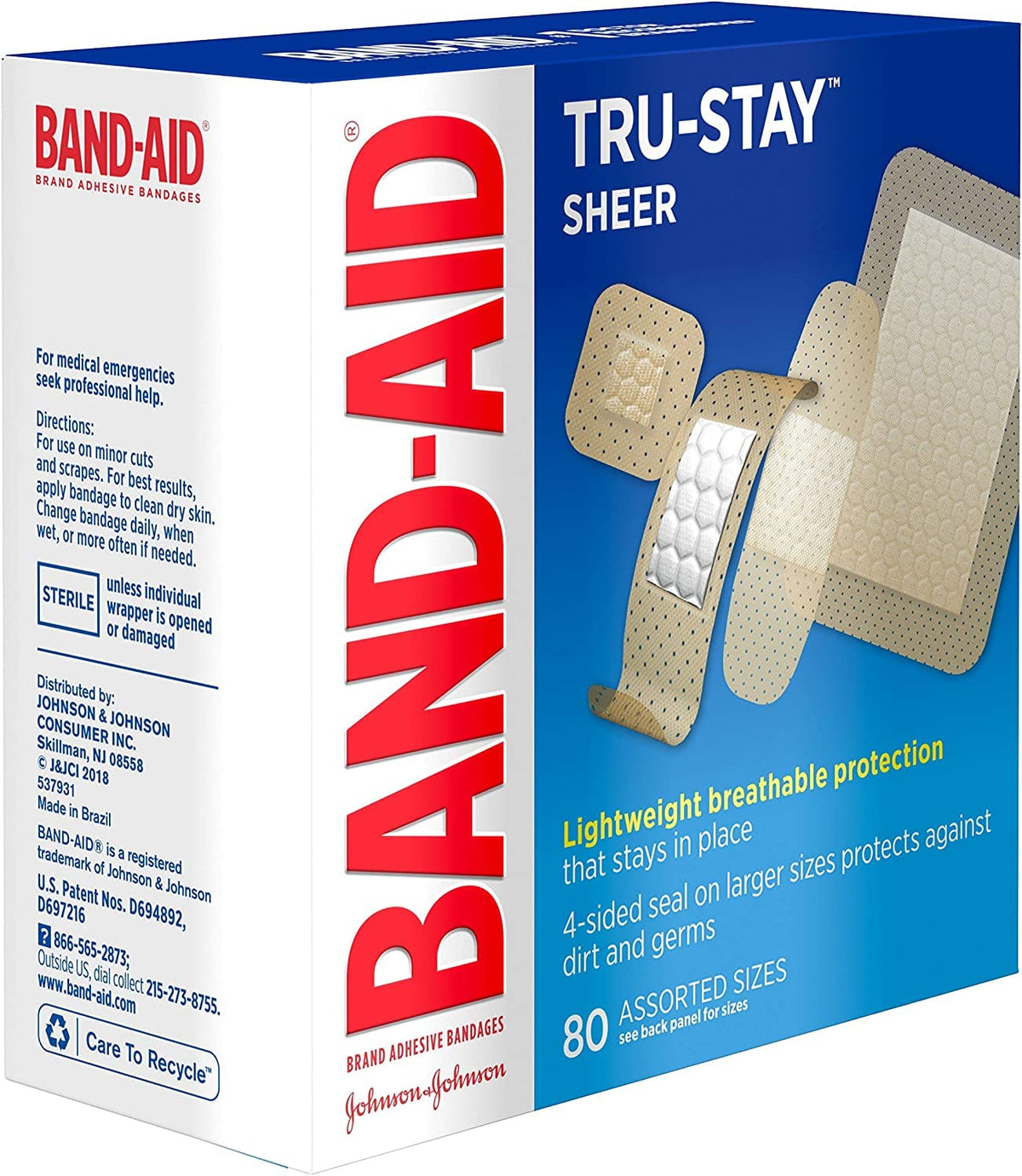 BAND-AID® Brand TRU-STAY™ Sheer Bandages Assorted, 80 Count