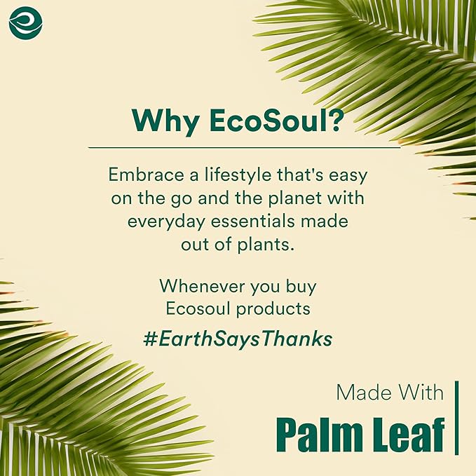 ECO SOUL 100% Compostable, Biodegradable, Disposable Palm Leaf Bowls,| 5 inch, (8oz), Round | Pack of 50| Like Bamboo Bowls, Eco-friendly | Sturdy, Microwave & Oven Safe