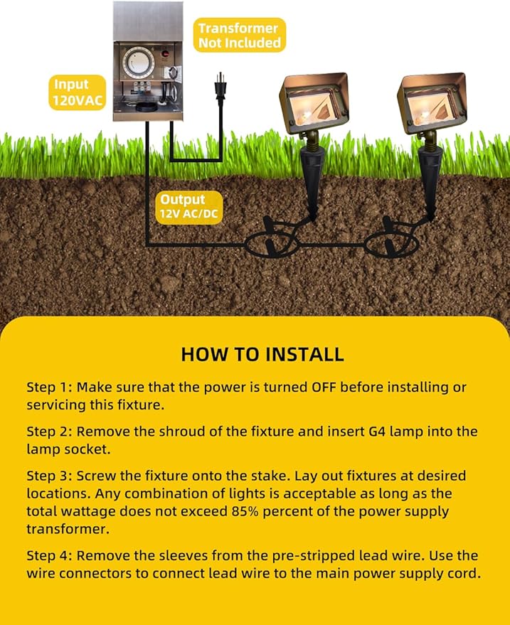 COLOER Brass Rectangular Flood Lights 12-Pack with 4W 2700K LED G4 Bulb, 12V Low Voltage Landscape Floodlights for Outside, Outdoor Wall Lights Illuminating Signs, Walls and Tree