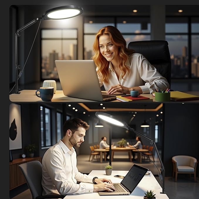 Desk Ring Light, 10" LED Ring Light for Desk with Clamp, 360°Rotate & Flexible Height Full-Screen Overhead Ringlight for Video Recording, TikTok, YouTube, Live Streaming, Content Creation, Black