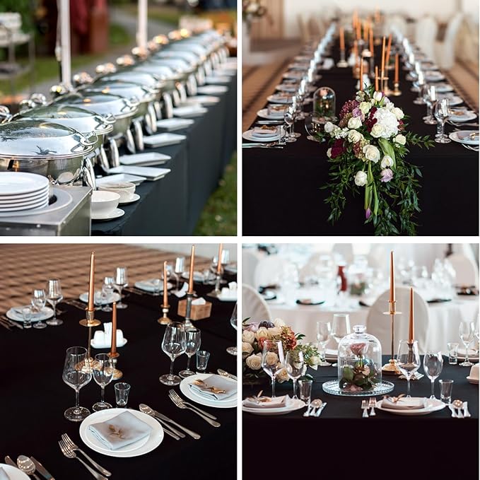 Rectangle Tablecloths 60x120 Inch 8 Pack Black Tablecloth for 6ft Washable Decorative Linen Polyester Table Cloths for 8ft Dining Table Banquets Buffet Parties and Wedding