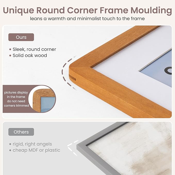 4x6 Picture Frame - Solid Teak Wood Photo Frame 4x6 with Mat for 3.5x5, 4''x6''Photo Frame,Tabletop and Wall Display, Hanging Hardware Included, 4 By 6 Picture Frame Wood, Natural Teak