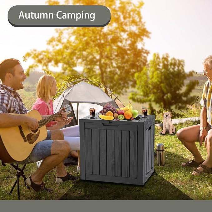 35 Gallon Outdoor Storage Box Waterproof Lockable Resin Deck Box Large, Patio Storage Bin for Pool Accessories Cushion Furniture, Garden Tools, UV-Resistant Outside Delivery Black