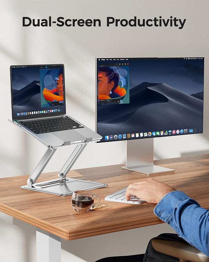 LORYERGO Adjustable Laptop Stand, Portable for 17.3inch Laptops, Holds Up to 17.6lbs, Ergonomic Posture & Heat Dissipation