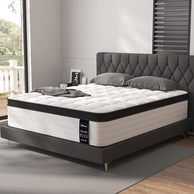 King Size Mattress, 14 Inch Hybrid King Mattress in a Box, Medium Firm Memory Foam and Pocket Springs, Strong Edge Support, Pressure Relief
