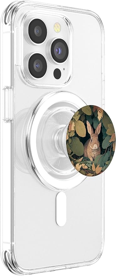 Cute Rabbit Bunny Leaves Boho Chic Pastel Floral Garden PopSockets Adhesive PopGrip