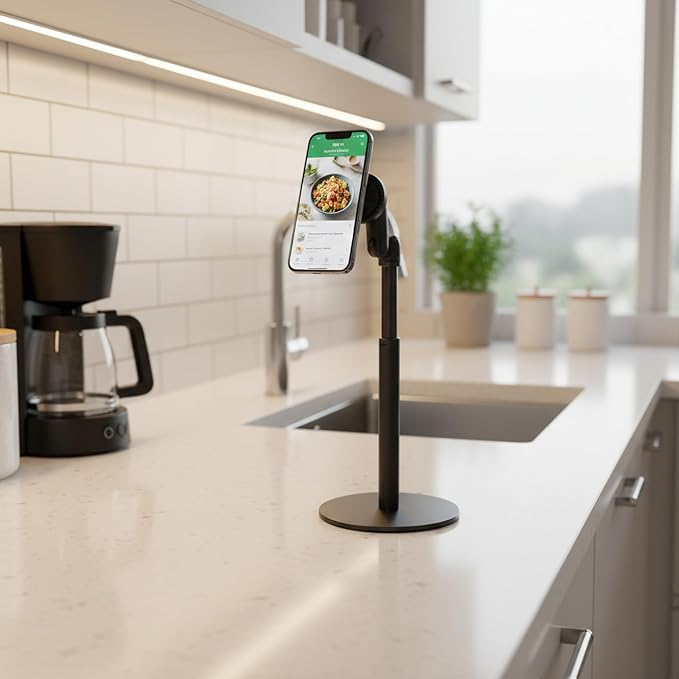 Magnetic Cell Phone Stand for MagSafeHeight Adjustable Holder for Desk | 360°Rotation Compatible with iPhone 17/16/15/14/13/12 Pro Max and All Phones