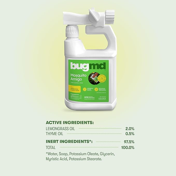 BugMD Mosquito Amigo Ant Killer & Bug Spray - Outdoor Roach, Cockroach, and Spider Killer, Fly and Insect Defense, Natural Plant-Based Formula, Safe with Essential Oils