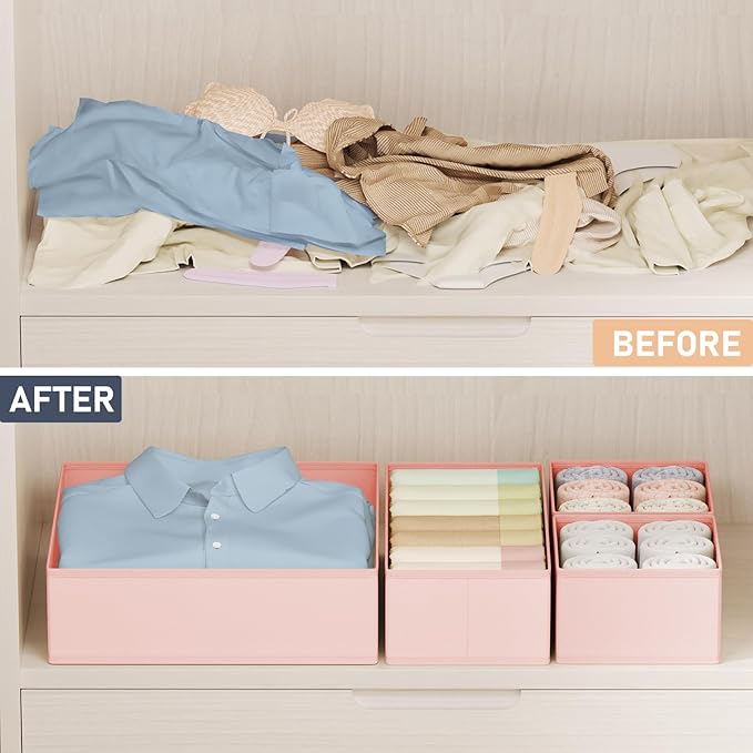 DIMJ Drawer Organizer Clothes Storage - 24 Pack Baby Dresser Organizer for Nursery, Small Fabric Closet Drawer Organizer Bins for Underwears Socks, Foldable Storage Dividers Organization for Bedroom