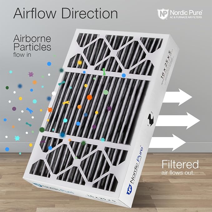 Nordic Pure 16x25x5 Honeywell Replacement Air Filters MERV 12 Plus Carbon 4 Pack