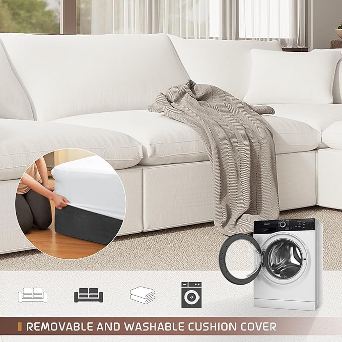 Oversize Cloud Modular Sectional Sofa,Chaise Down Filled Comfort Sofa Detachable Couch Cushion Covers for Living Room Apartment,White