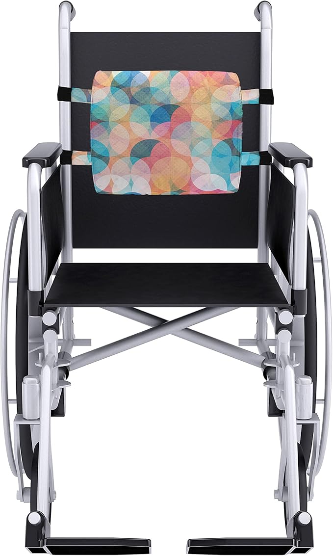 Ambesonne Geometric Lumbar Back Support Pillow, Soft Toned Overlap Circles Mosaic Birthday Party Pastel Design, High Density Foam for Office Chairs Car Seats, 14" x 13", Peach Coral Blue