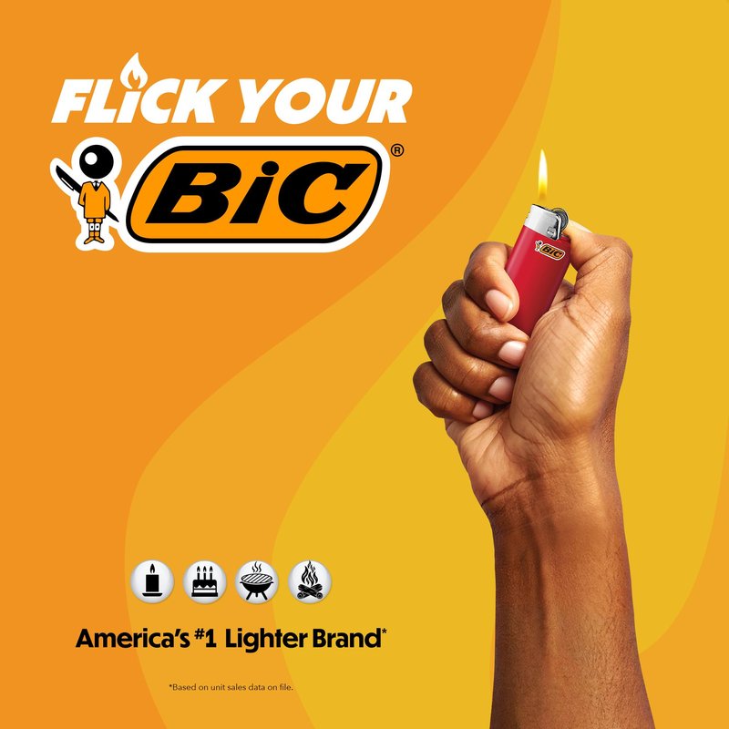 BIC Maxi Pocket Lighter, Special Edition Metallic Series, 8 Count Pack of Lighters
