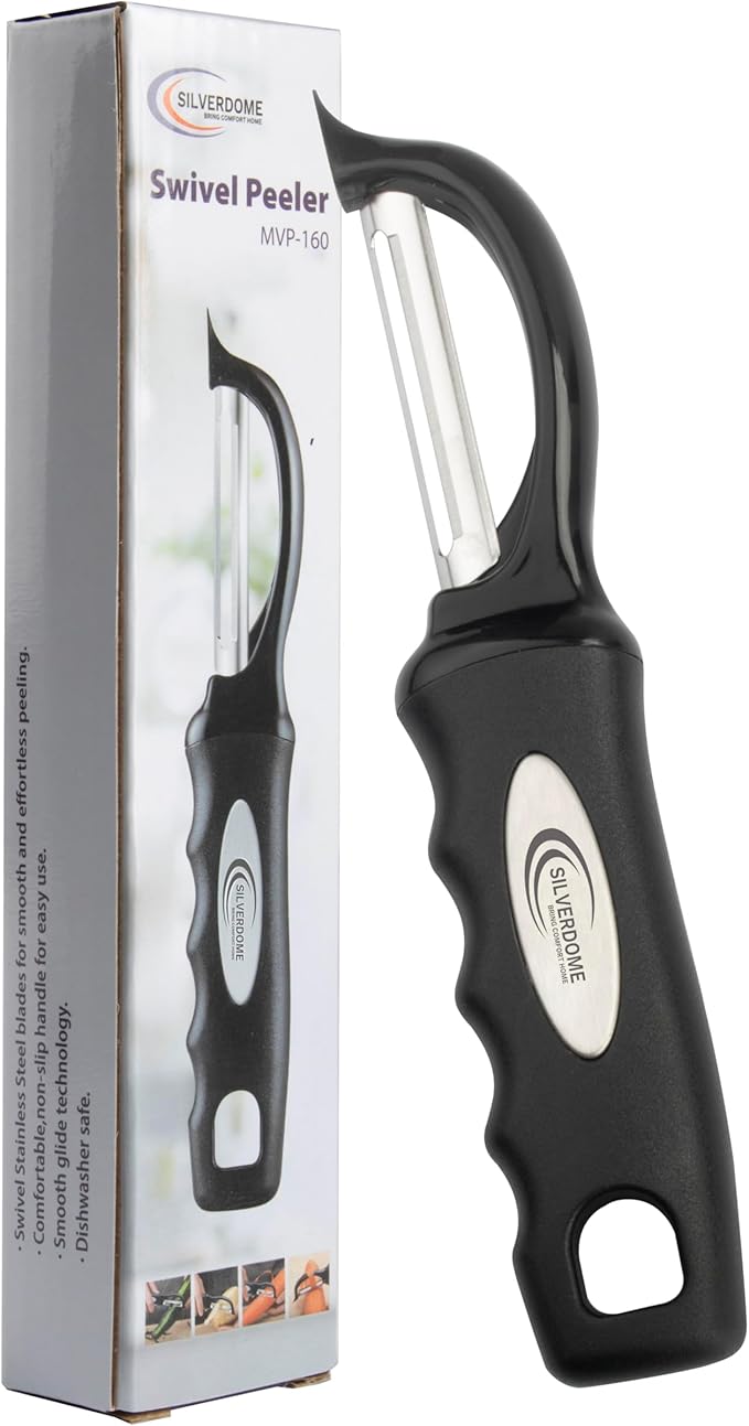 Silverdome Premium Swivel Peeler- Super Sharp Stainless Steel Blades for fast and efficient Kitchen Prep- Ergonomic Handle- Dishwasher Safe- Equipped with sharp tip to remove Blemishes on Vegetables