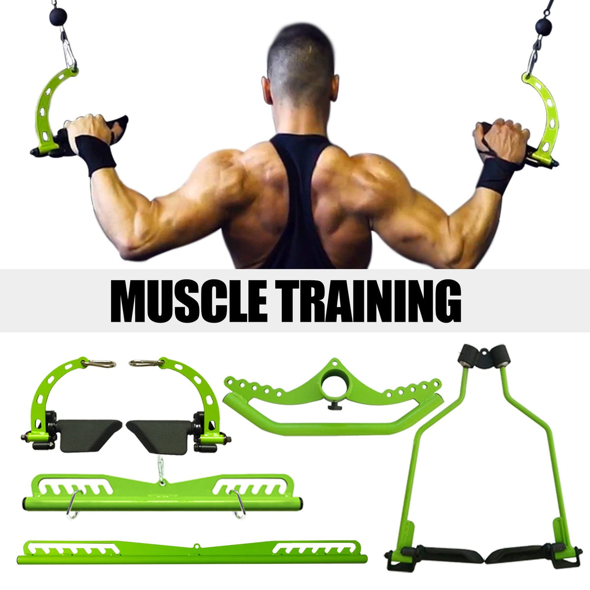 KORIKAHM Adjustable Lat Pull down Bar, Cable Machine Attachments for Gym, Home Gym Fitness T-bar Row Pulldown Attachments, Lat Pull Down Machine Wide Grip Neutral Grip Handle (SP-PADDLE GRIP)