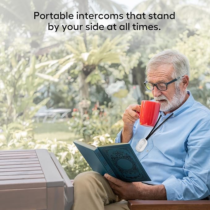 Hosmart Intercoms Wireless for Home, 2024 New Rechargeable Full Duplex Caregiver Pager for Elderly Senior, Two-Way Real-time Talk, Portable Personal Alert, Call/Monitor Button for Home Safety