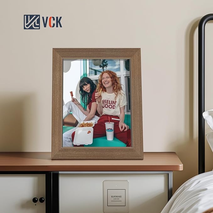 VCK 8x10 Brown Picture Frames 3 Pack, High-End Wood Wide Border Poster Frame,Tabletop & Wall Hanging, Multi-Directional Display Family Photos, Office Prints, Studio/Gallery/Home Artwork