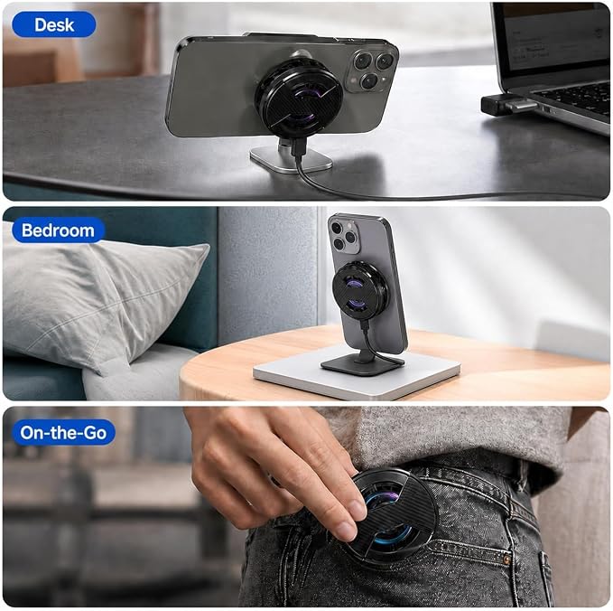 Magnetic Phone Cooler with 15w Fast Wireless Phone Charger Funtion | RGB LED