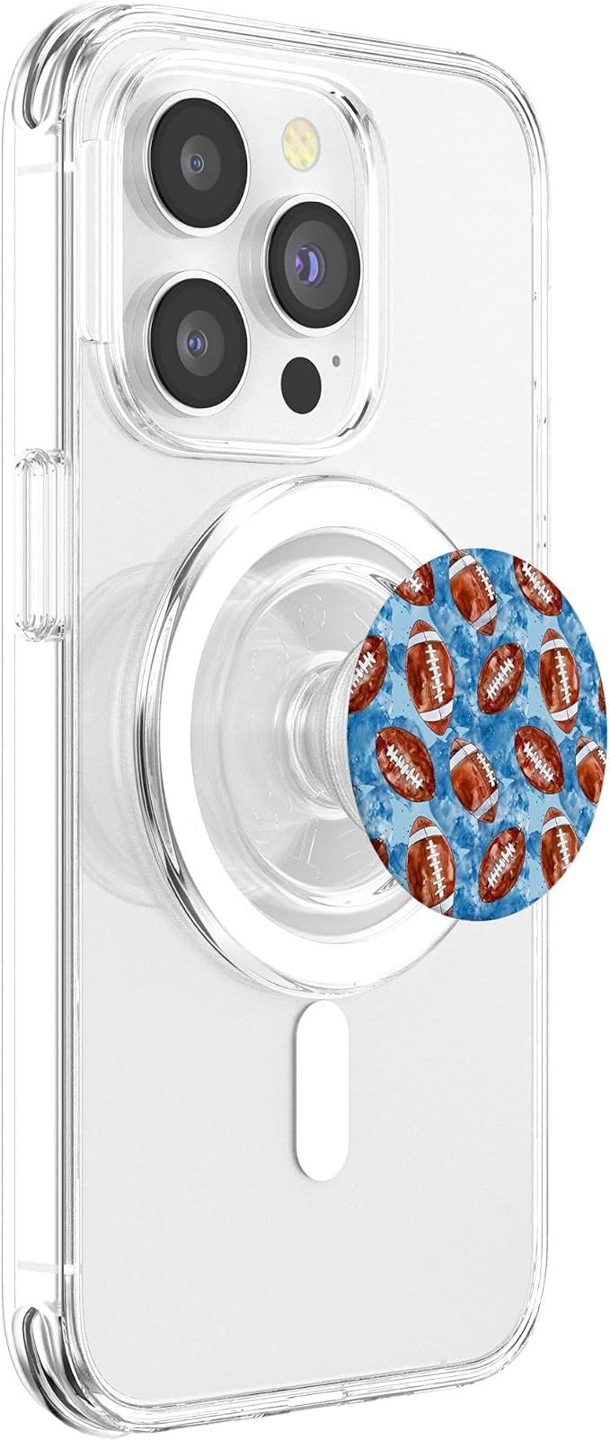 Blue Brown American Football Watercolor Sports Pattern PopSockets Adhesive PopGrip