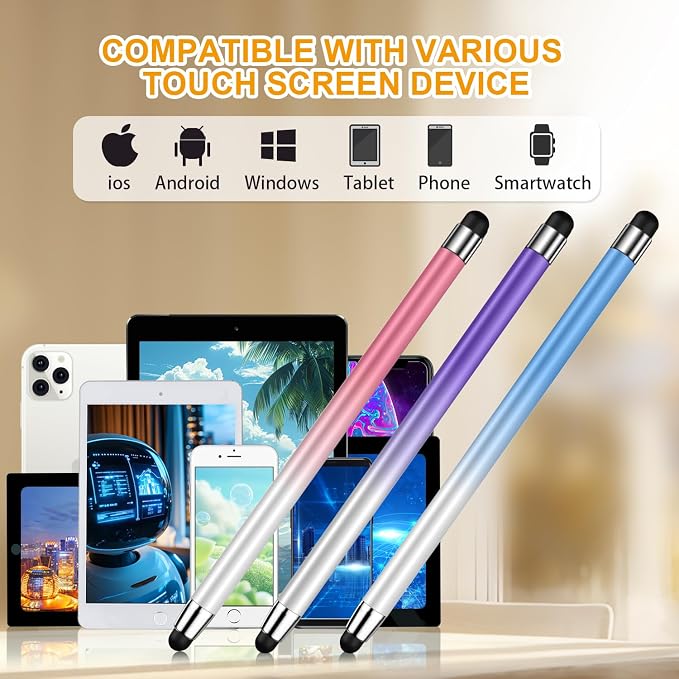 Stylus (10 Pcs) 2-in-1 Stylus Pen for Touch Screen High Precision and Sensitivity Suitable for iPad/iPhone/Samsung/Android Smartphone and Tablets Compatible with All Touch Screen