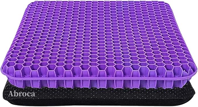 Gel Seat Cushion for Long Sitting, Double Thick Office Desk Home Wheelchair Seat Cushions for Back Hip Sciatica Tailbone Pain Sore Pressure Relief, Gel Cooling Game Chair Pads for Car Truck Driver