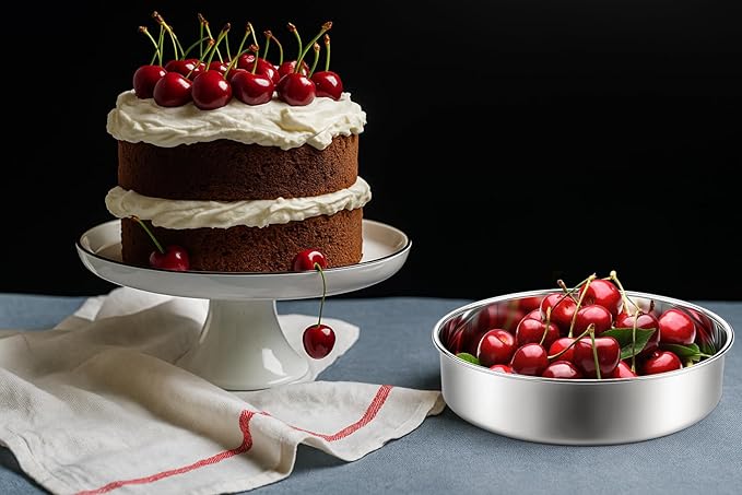 Leonyo Stainless Steel Round 8 Inch Cake Pans Baking Bakeware,3 Pack