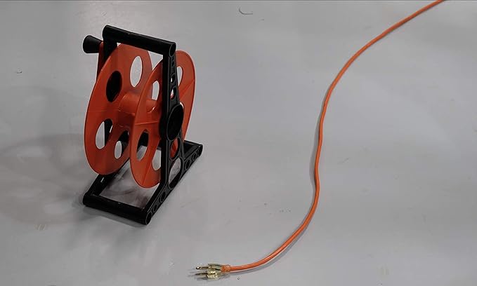 Woods Extension Cord Storage Reel - Holds Up to 150 Feet-of 16/3 or 125 Feet-of 14/3 Gauge Cord - Tangle-Free Design for Indoor or Outdoor Use - Side-Mounted Crank - Red & Black,(Pack of 4)