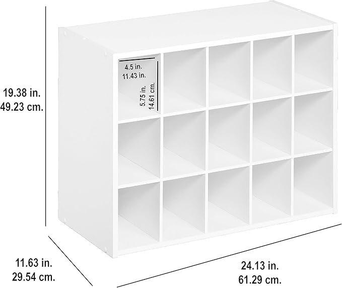 ClosetMaid 15 Cube Stackable Storage Organizer for Shoes, Bags, Crafts, Hobbies with Wood Shelves, for Closet, Entryway or Mudroom, Dark Cherry