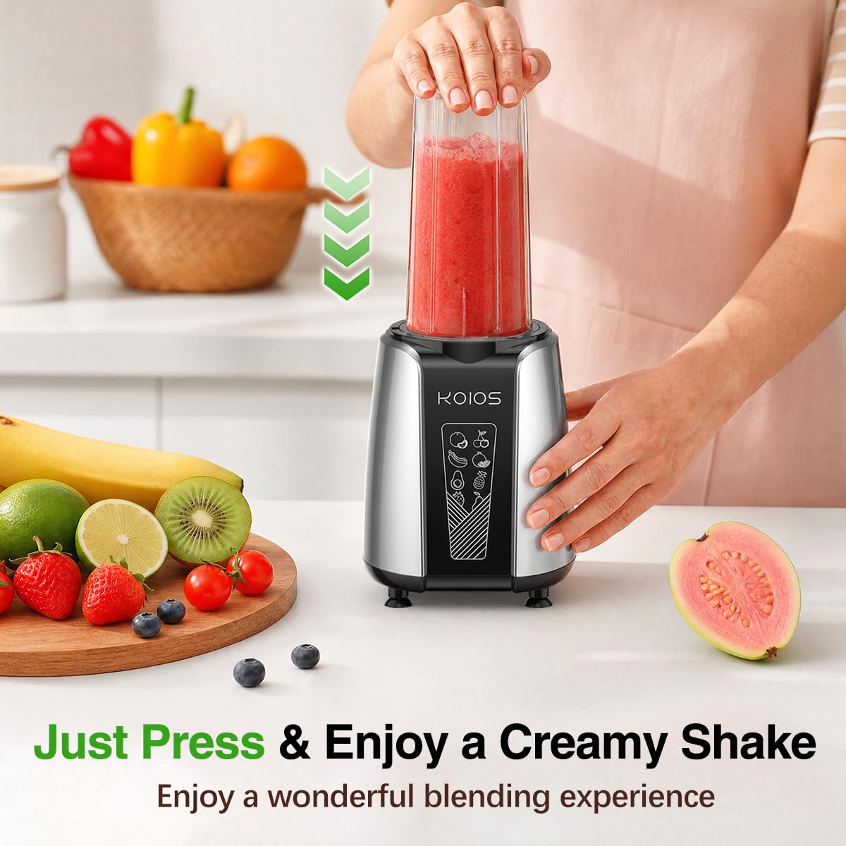 KOIOS Smoothie Blender, 1000W, Blenders Smoothies and Shakes, Frozen Drinks
