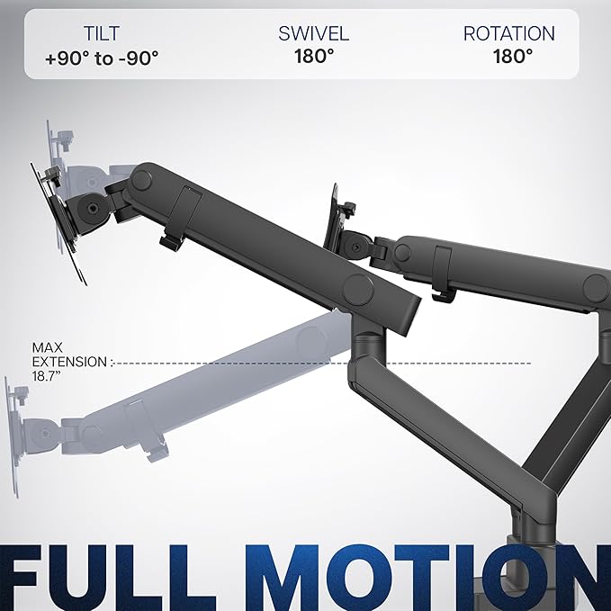 VIVO Premium Aluminum Full Motion Dual Monitor Desk Mount Stand with Lift Engine Arm, Fits Ultrawide Screens up to 35 inches, STAND-V102BB