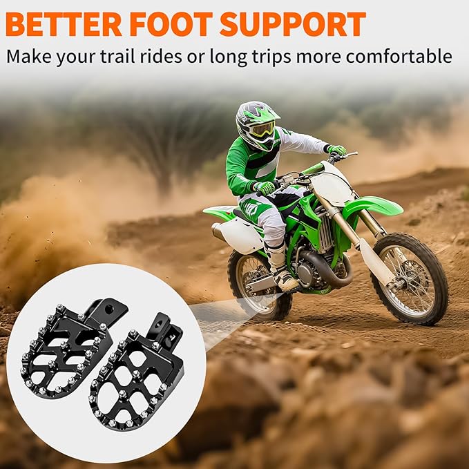 Nilight Motorcycle Foot Pegs Dirt Bike Footpegs Fit for Kawasaki KLX110 2002-2023 KLX110L 2010-2023 KX60 1998-2003 CNC Foot Pegs for Motorcycles Heavy Duty Aluminum Alloy Foot Rests, Black