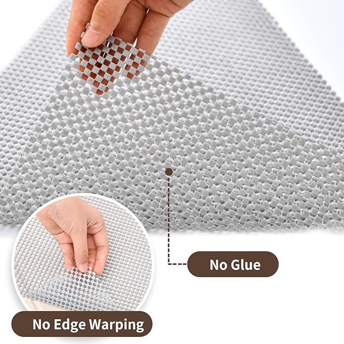 Drawer and Shelf Liner for Kitchen Cabinet: 12 in X 10 Ft Non Slip Waterproof Shelf Paper Non Adhesive Refrigerator Liners Light Gray Easy Liners for Bathroom
