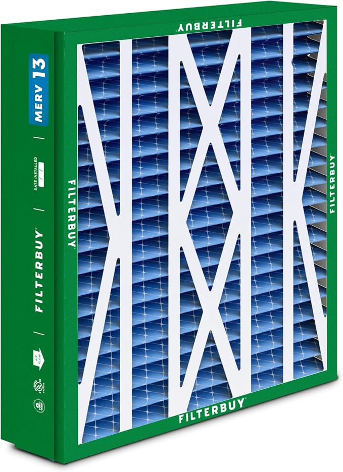Filterbuy 24.5x27x5 Air Filter MERV 13 Optimal Smoke & Allergy Defense