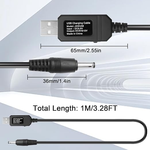 USB 5V to 9V/12V DC Step-up Cable5V U S B to DC5521 9V/12V Boost Power Cable with SwitchUSB-A to DC 5.5X2.1mm Voltage Boost Cablefor CameraRouterDashcam-3.28Ft (DC5.5X2.1)