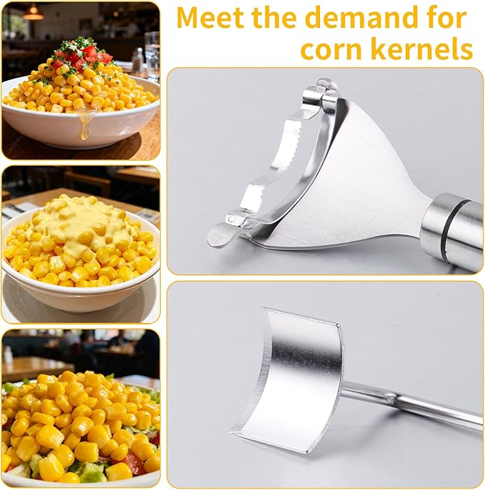 Corn Peeler for Corn on The Cob, New Long Handle Stainless Steel Corn Stripper Tool, Best Corn Cutter Tool for Home Kitchen, 4 Pack Corn Cob Peeler Stripper, Restaurant & Outdoor Dining
