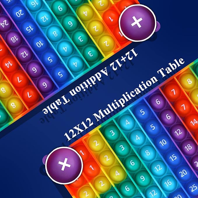 AK-SHIP Multiplication Game Table, 12 X 12 Multiplication Math Board Numbers Addition and Multiplication Table in one, Rainbow Dimple Fingertip Toys, Stress Relieving (1 Piece)