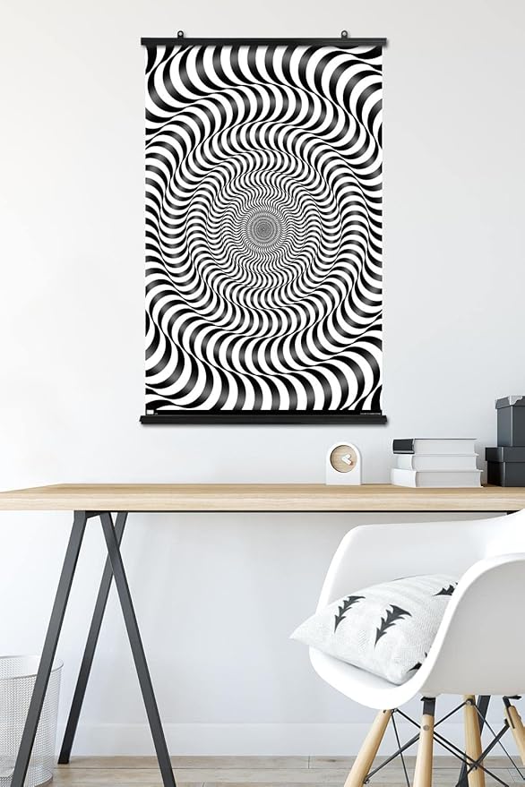 Trends International Zebra Stripe Optical Illusion Wall Poster, 22.375" x 34", Premium Poster & Clip Bundle