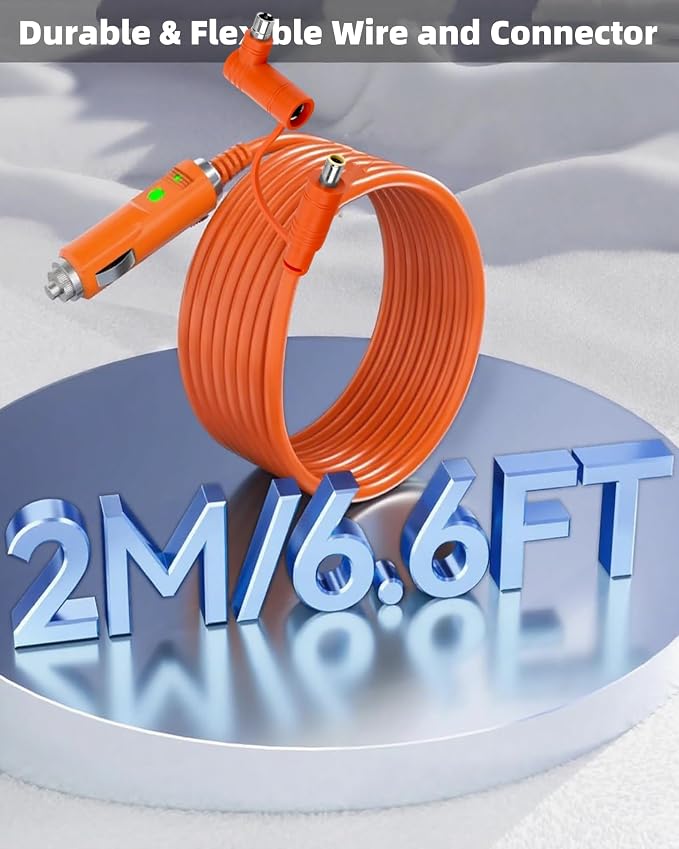 14AWG Car Cigarette Lighter Charger Cable12V/24V DC 8mm Car Charging Cable with DC7909/8020 Plug Compatible with BALDR 200W 330W 500W 1000W Power Station