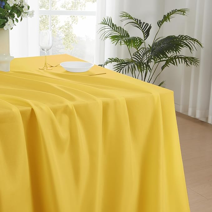 Rectangle Tablecloths 60x120 Inch 2 Pack Yellow Tablecloth for 6ft Washable Decorative Linen Polyester Table Cloths for 8ft Dining Table Banquets Buffet Parties and Wedding