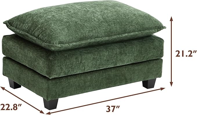 Ihanherry Ottoman for Modular Sectional Cloud Couch, Chenille Deep Seat Sofa for Living Room, Bedroom and Apartment, Green