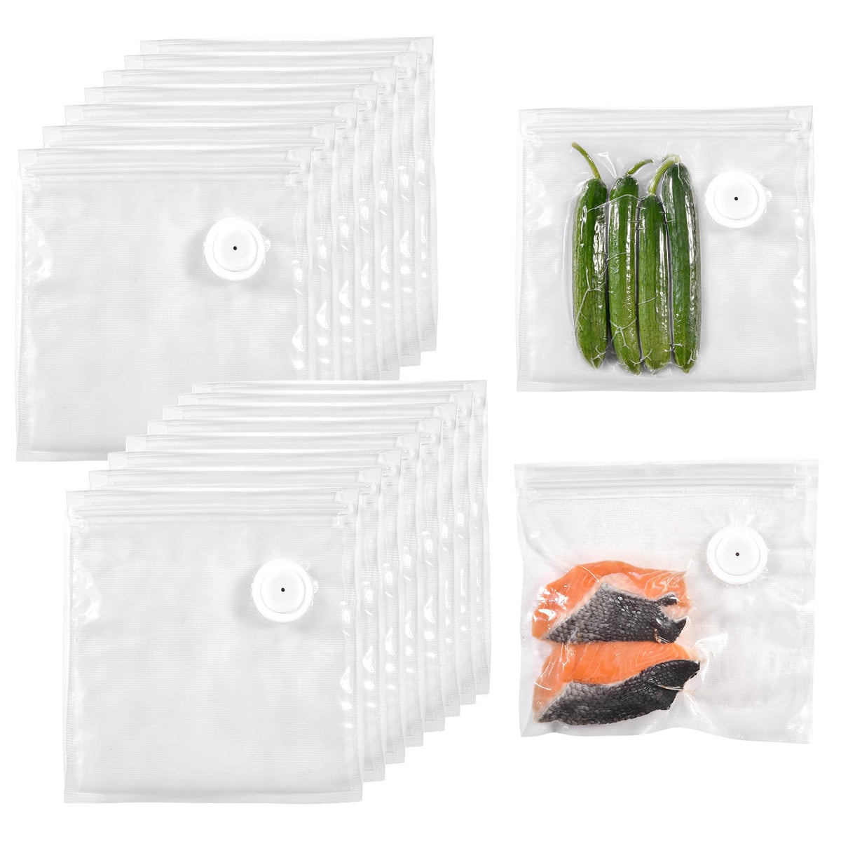 VENMATE Reusable Vacuum Sealer Bags, 15 Pack BPA-Free 10×11 Inch, Leak-Proof, Freezer Microwave Sous Vide Safe, ideal for storing snacks, spices, meat, fruits and vegetables