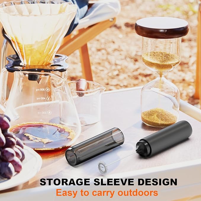 Soenglyun Rechargeable Milk Frother Handheld Foam Maker, Black