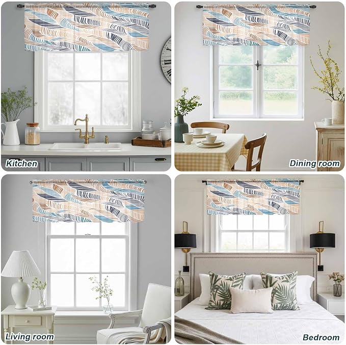 Abstract Stripes Sheer Valance Curtains