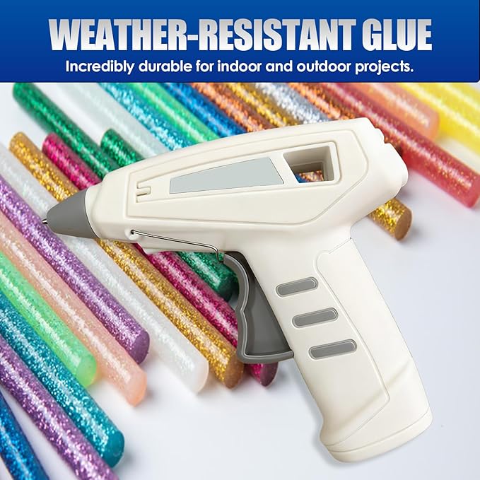 Cordless Hot Glue Gun Kit Includes 30 Hot Glue Sticks, Switch with 10W Drip-proof Design with 15-Second Fast Heating, Suitable for DIY Crafts, Fabric, Wood & Home Repairs(White)