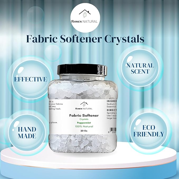 Fabric Softener Crystals, Freshens and Softens Fabrics, 3 Pleasant Scent (Peppermint, 4 oz Sample)