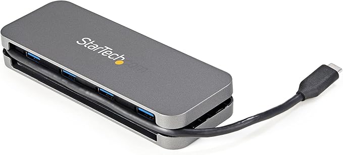 StarTech.com 4 Port USB C Hub - 4X USB-A - 5Gbps USB 3.0 Type-C Hub (USB 3.2/3.1 Gen 1) - Bus Powered Portable USB-C to USB-A Adapter Laptop Hub - 11.2" (28.5cm) Cable w/Cable Management (HB30CM4AB)