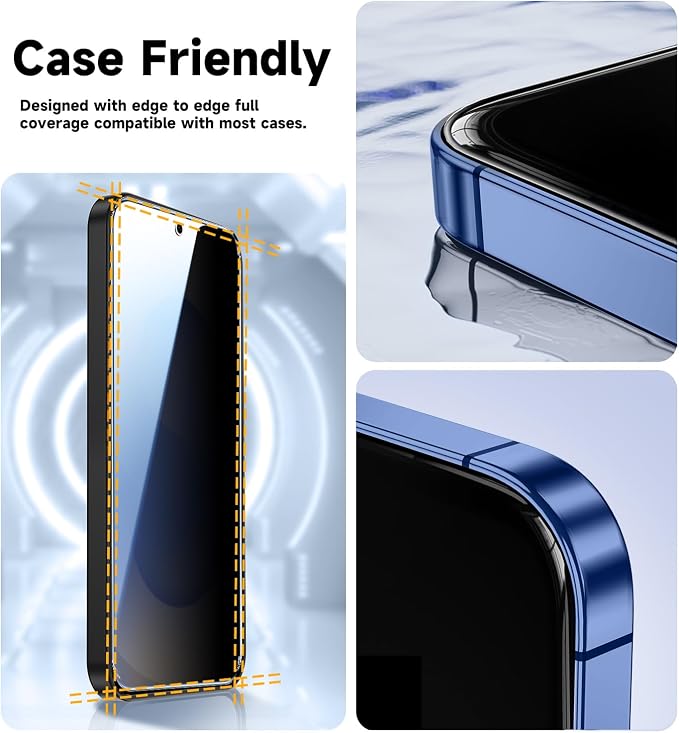 MAGIC JOHN Privacy 2Pack for Galaxy S25 Plus Screen Protector Anti Spy | 6.7 inch 25° Anti-Spy Auto Dust-Elimination Easy Installation Bubble Free Tempered Glass 9H Hardness Case-Friendly