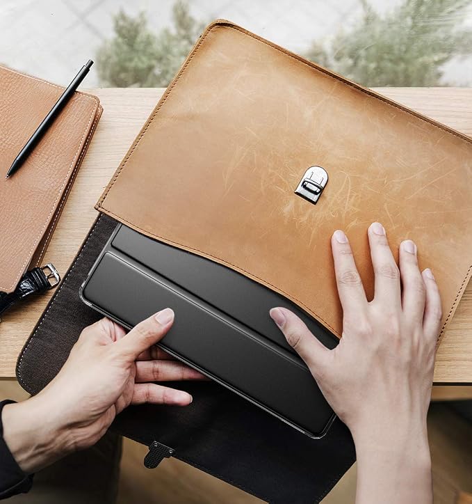 Poetic Lumos X Case Designed for iPad 10.2 9th Generation (2021) / 8th Gen (2020) /7th Gen (2019) Case Smart Cover with Pencil Holder Flexible Back Clear TPU Slim Fit Trifold Folio Black